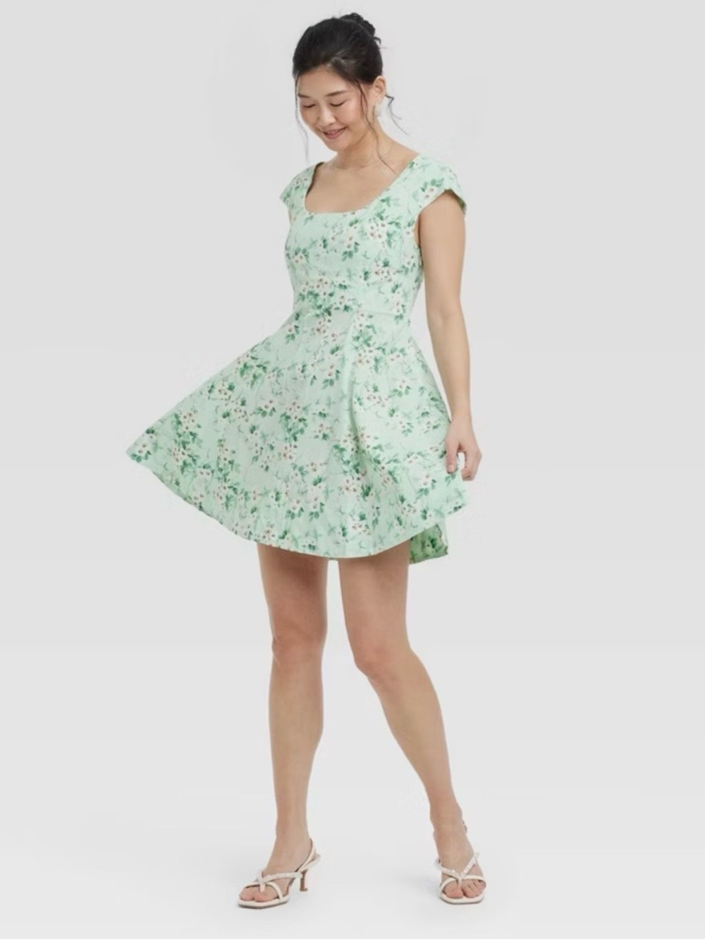 Mint green floral corset mini dress